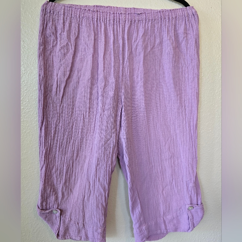 Oh My Gauze! Lavender Capri Pants Relaxed Fit